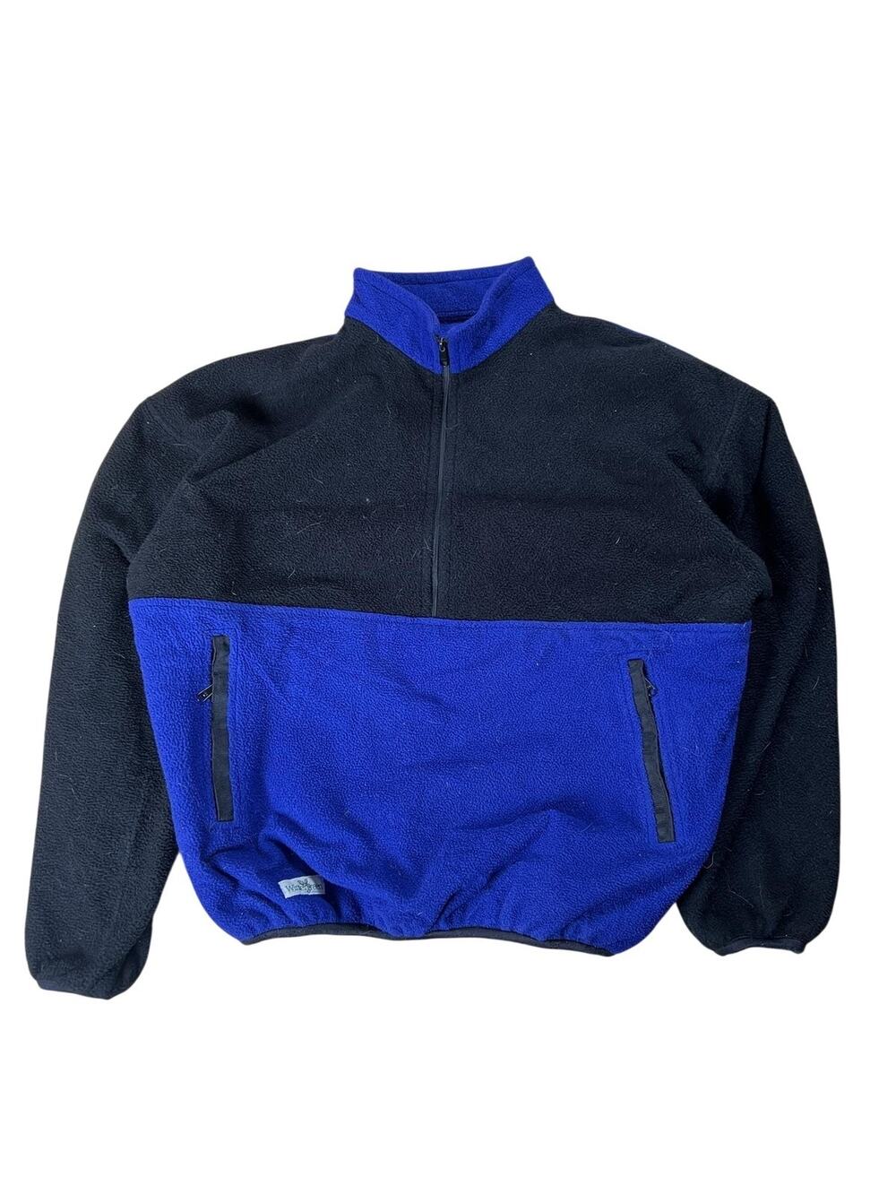 Wintergreen Sweater Womens S Blue Black Fleece Pullover 1/2 Zip Pockets